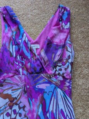 Colorful V-Neck Flowy Fairy Maxi Dress in Purples & Blues